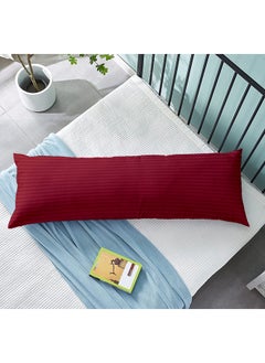 Hotel Linen Klub Krude Long Body Pillow 1pc, Fabric: 100% Polyester 85 GSM Microfiber 1 cm Stripe Super Soft, Filling: 1300 gm Hollow Fiber Comfort, Breathable & Ultra Soft Size: 45 x 120 cm, Color: Dusty Pink  - Image 1