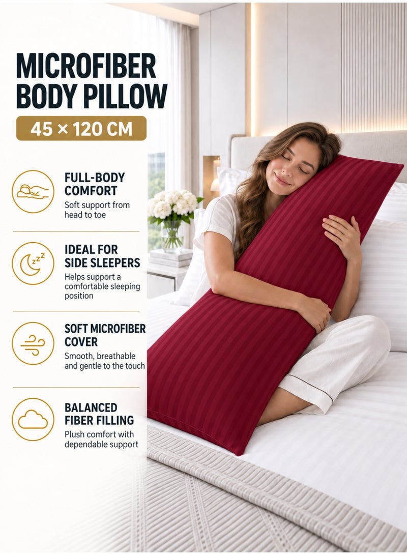 Hotel Linen Klub Krude Long Body Pillow 1pc, Fabric: 100% Polyester 85 GSM Microfiber 1 cm Stripe Super Soft, Filling: 1300 gm Hollow Fiber Comfort, Breathable & Ultra Soft Size: 45 x 120 cm, Color: Dusty Pink - Image 3