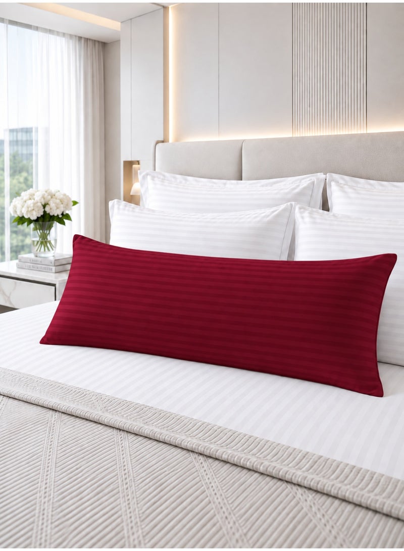 Hotel Linen Klub Krude Long Body Pillow 1pc, Fabric: 100% Polyester 85 GSM Microfiber 1 cm Stripe Super Soft, Filling: 1300 gm Hollow Fiber Comfort, Breathable & Ultra Soft Size: 45 x 120 cm, Color: Dusty Pink - Image 2
