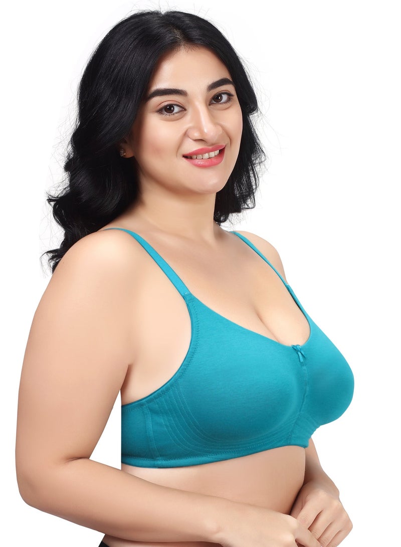 RAJNI Women's Bra D Cup 100% Cotton Soft Non-Padded Anti-Sag Seamless Full Coverage Wire-free Plus Size Pack of 2 - Image 4
