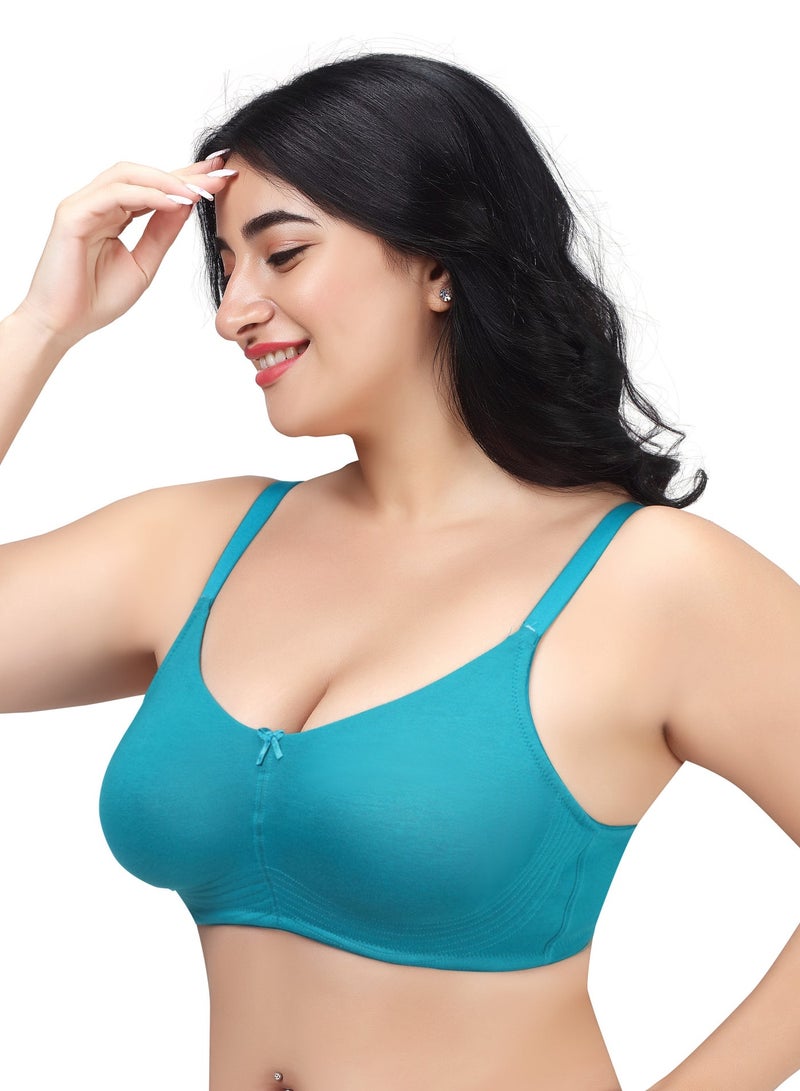 RAJNI Women's Bra D Cup 100% Cotton Soft Non-Padded Anti-Sag Seamless Full Coverage Wire-free Plus Size Pack of 2 - Image 3