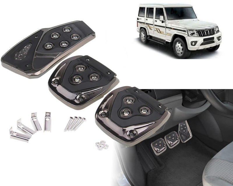 Selifaur - 3 Pcs Black Non-Slip Manual Car Pedals kit Pad Covers Set for Mahindra Bolero 2020 - Image 1