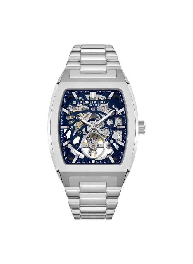 كينيث كول نيو يورك Blue Dial Stainless Steel Bracelet Multifunction Watch for Men, 40mm