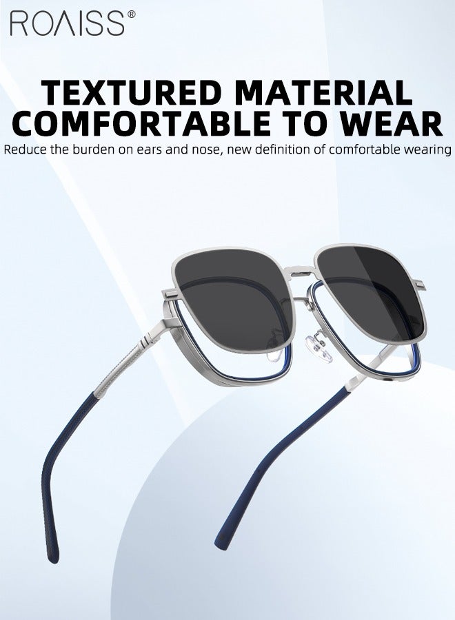 رويس مجموعة نظارات شمسية 3 في 1 مستقطبة مغناطيسية قابلة للطي، نظارات حجب الضوء الأزرق مع عدسة مستقطبة مغناطيسية وعدسة رؤية ليلية مغناطيسية، نظارات متعددة الاستخدامات للرجال مع حافظة نظارات - Image 3