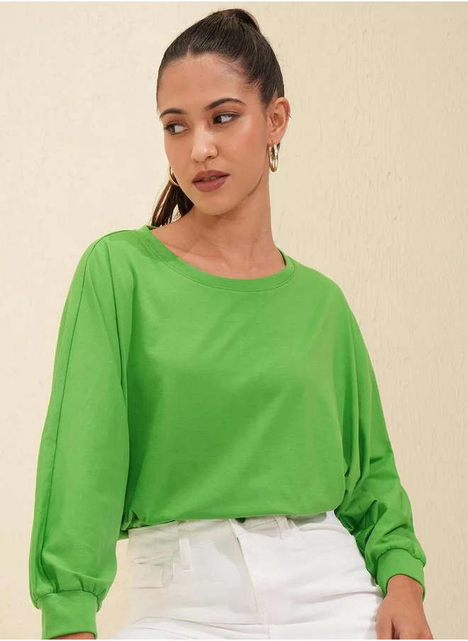 طوكيو توكيز Solid Round Neck Extended Sleeves T-Shirt