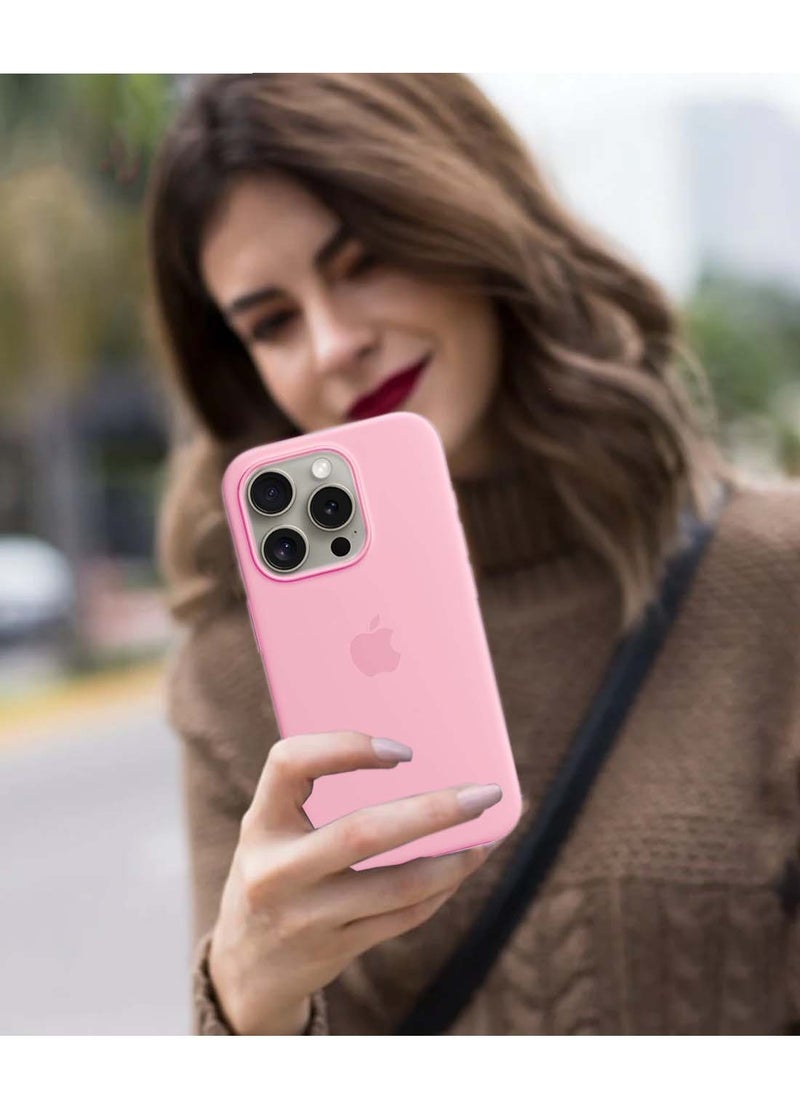 Wtech - Apple iPhone 16 Pro 2024 Premium Soft Liquid Silicone Case Cover - Hot Pink - Image 1