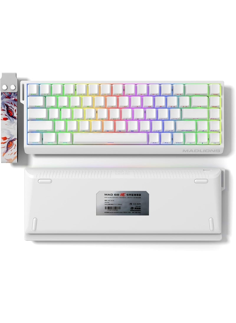 Mad68 HE RGB Mechanical Keyboard Magnetic Switches Hot Swap 8000hz 0.02mm FPS Gaming Keyboard Quick Trigger Birthday Gift White