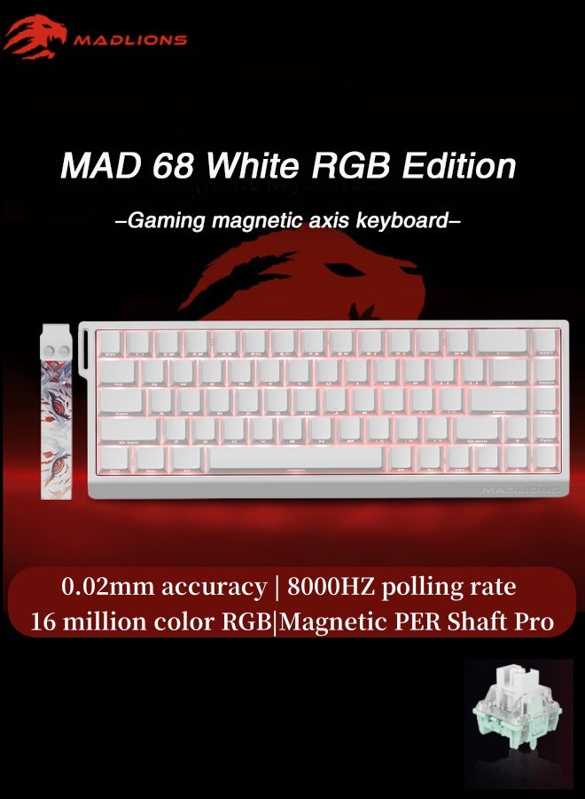 MADLIONS Mad68 HE RGB Mechanical Keyboard Magnetic Switches Hot Swap 8000hz 0.02mm FPS Gaming Keyboard Quick Trigger Birthday Gift White  - Image 1