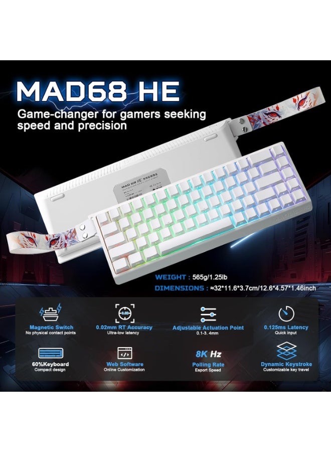 MADLIONS Mad68 HE RGB Mechanical Keyboard Magnetic Switches Hot Swap 8000hz 0.02mm FPS Gaming Keyboard Quick Trigger Birthday Gift White - Image 4