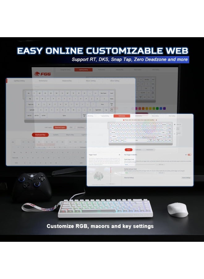 MADLIONS Mad68 HE RGB Mechanical Keyboard Magnetic Switches Hot Swap 8000hz 0.02mm FPS Gaming Keyboard Quick Trigger Birthday Gift White - Image 5