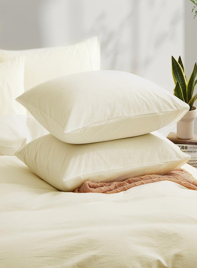 LOVQUE Cream White Cotton Duvet Cover with Zipper Closure, Linen-Like Natural Bedding Set (No Comforter), Queen Size, Duvet Cover (90"x90") x 1, Pillowshams(20"x26") x 2 - Image 3