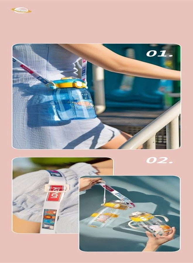 تيمسون زجاجة مياه TEMSON للأطفال، زجاجة مياه مدرسية برسومات كرتونية للأطفال - زجاجة مياه تريتان 550 مل خالية من مادة BPA للأطفال، زجاجة مياه بتصميم حيوانات لطيفة مع ماصة وحزام ومقبض جانبي (ABL-1029) (أصفر) - Image 5