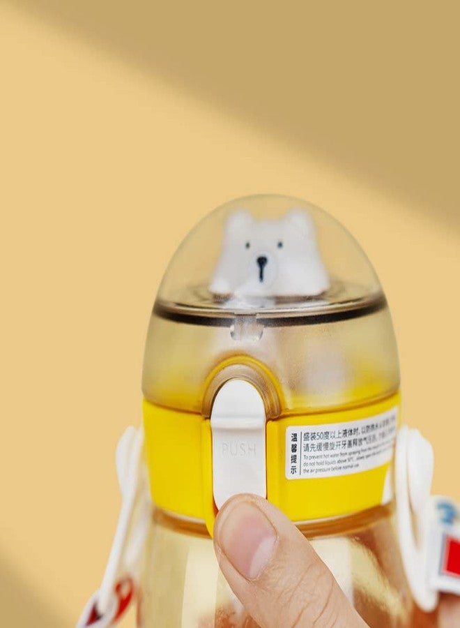 تيمسون زجاجة مياه TEMSON للأطفال، زجاجة مياه مدرسية برسومات كرتونية للأطفال - زجاجة مياه تريتان 550 مل خالية من مادة BPA للأطفال، زجاجة مياه بتصميم حيوانات لطيفة مع ماصة وحزام ومقبض جانبي (ABL-1029) (أصفر) - Image 2