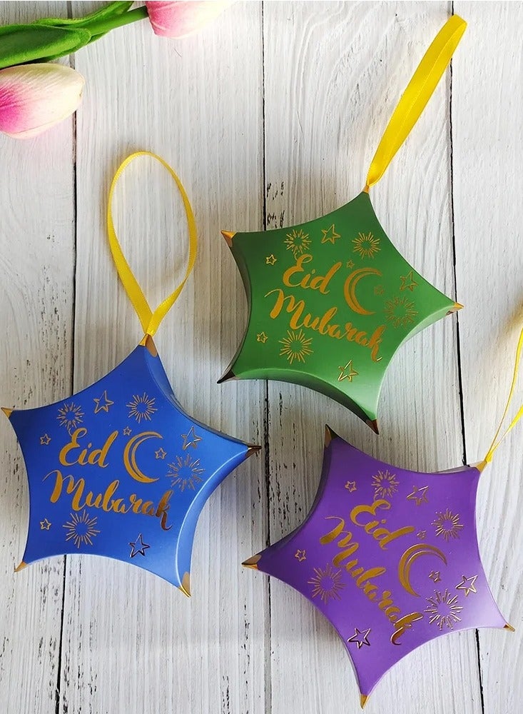 Purple Eid Mubarak New Style Star Candy Gift Box Packaging 12 Pieces - Image 4