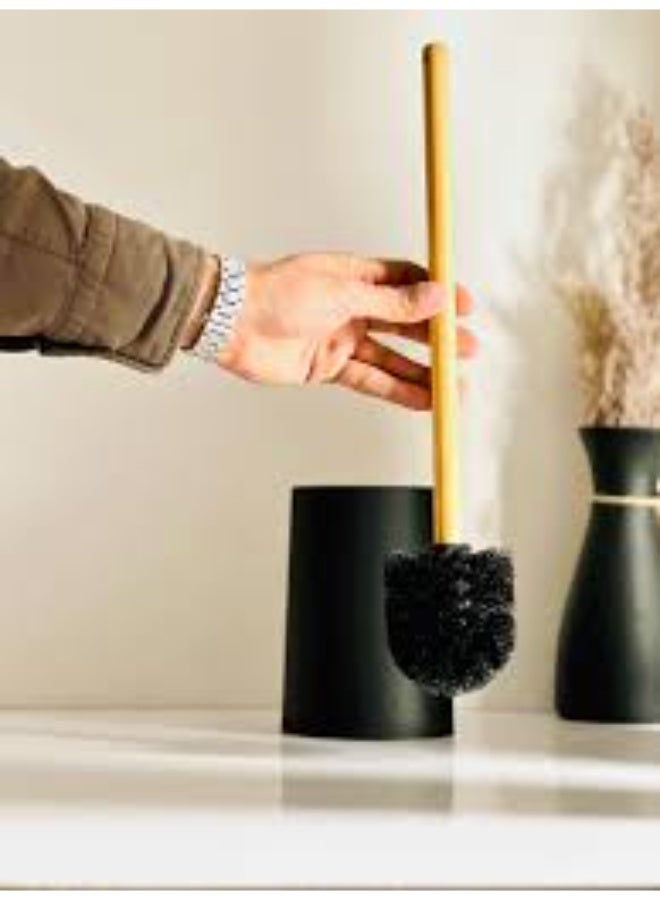 Toilet Brush with Wooden Handle and Holder – Bathroom Cleaning Brush for Deep and Hygienic Cleaning - Image 1