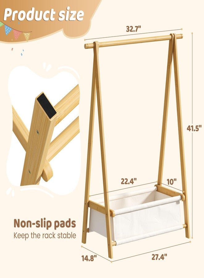 Vriccc Dress Up Rack - Clothing Rack with Storage Box, Dress Up Storage, Small Foldable Bamboo Garment Stand with Hanging Rods, Dress Up Holder - Image 5