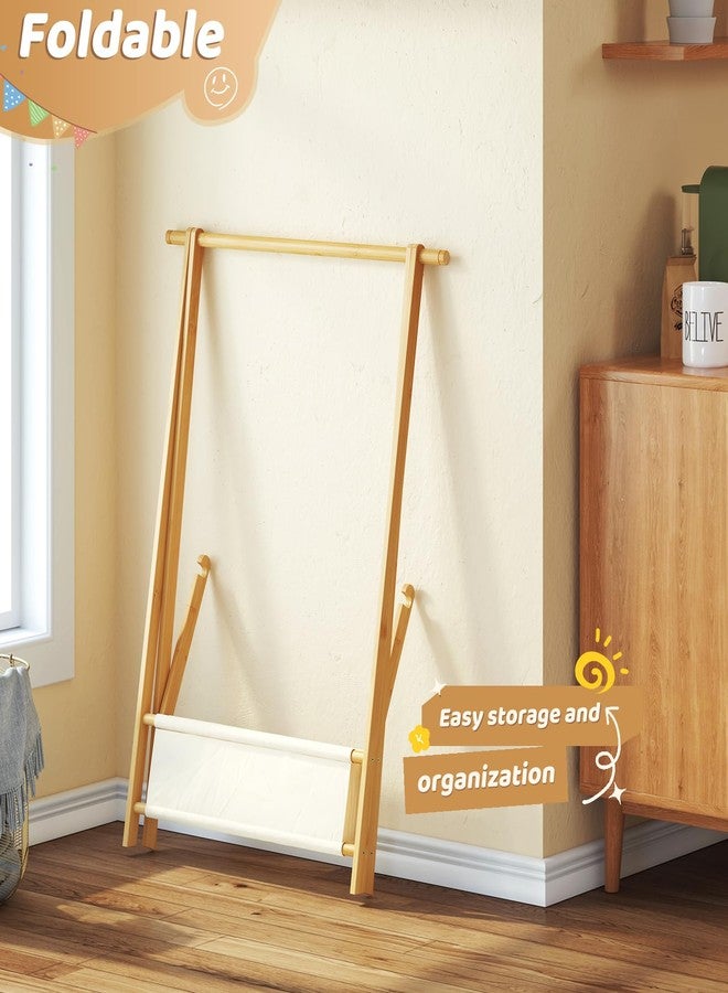 Vriccc Dress Up Rack - Clothing Rack with Storage Box, Dress Up Storage, Small Foldable Bamboo Garment Stand with Hanging Rods, Dress Up Holder - Image 4