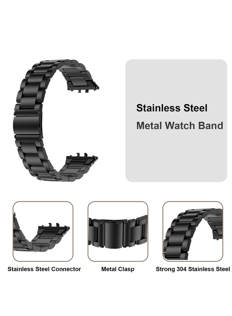 Stainless Steel No Gap Watch Band Compatible with Samsung Galaxy Fit3 Metal Replacement Strap for Samsung Galaxy Fit3 SM-R390 for Women Men (Black)  - Image 4