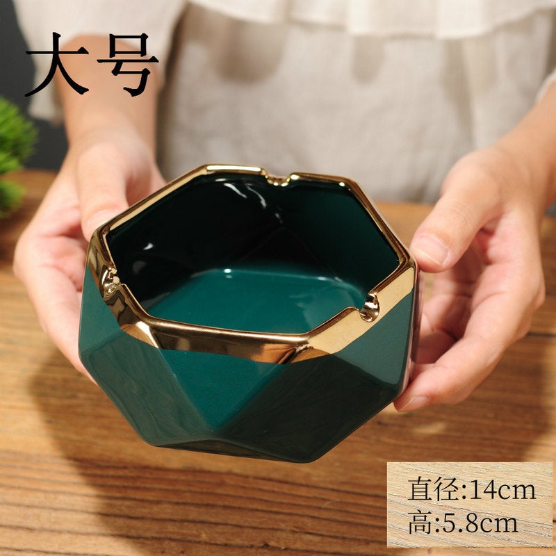 New Chinese Ashtray Anti-Fly Ash Ceramic Creative Room Desktop Birthday Gift Living Room Office Factory - Image 1