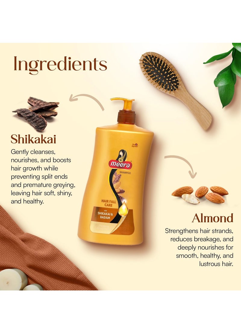 MEERA - Meera Hairfall Care Shampoo | Enriched with Badam & Shikakai | Strengthens & Nourishes Hair | Paraben-Free | For Men & Women | 1 Litre | Healthy, Strong Hair - Image 1