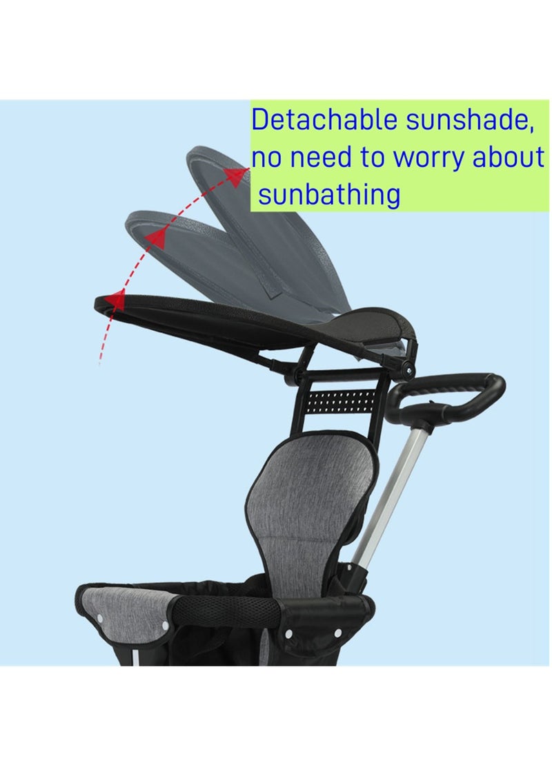 Generic Baby Stroller, Foldable Four-wheeled Child Cart Trolley, Lightweight Airplane Travel Stroller with Adjustable Handles and Backrest, Portable Compact Toddler Kids Stroller for 1-3 Years (Black)  - Image 5