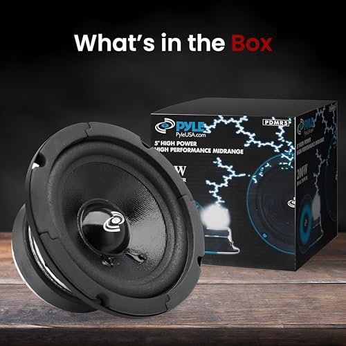 Pyle سماعة سيارة بايل 5 إنش ووفر درايفر - ترقية 200 واط ذروة أداء عالي متوسط الباس متوسط المدى 450 هرتز - 7 كيلو هرتز استجابة تردد 15 أونصة هيكل مغناطيسي 8 أوم مع 92 ديسيبل وقاعدة مخروطية مغطاة بالورق - PDMR5 أسود - Image 2