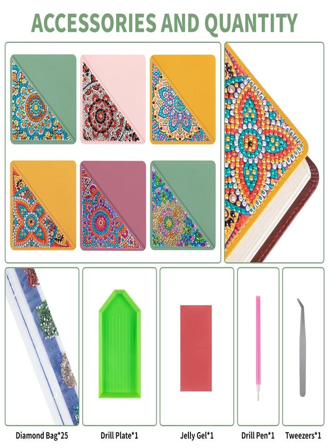 ALKALO 6 PCS Diamond Art Painting Bookmarks, DIY Diamond Art Bookmarks for Book Lovers 5D Bookmark Triangle Making Corner Bookmark Kits for Kids Adults Home Office Beginner Adults Gift - Image 4