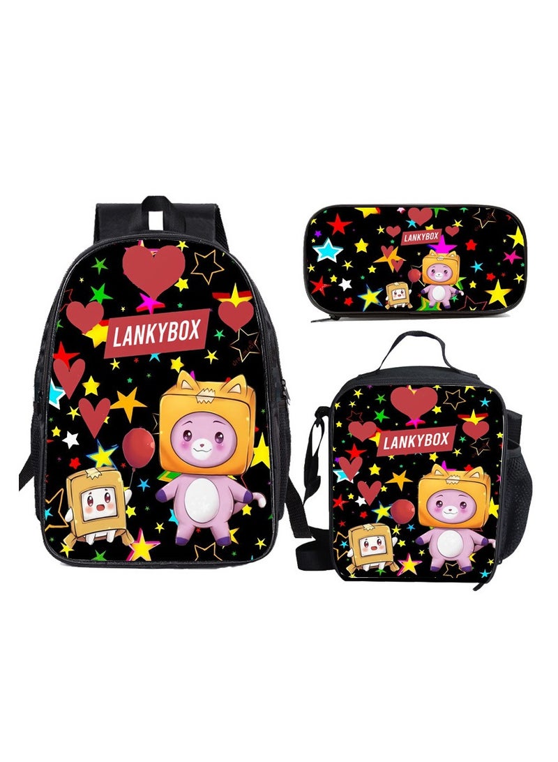 SKT Shiketro lankybox cartoon print school bag kindergarten lunch bag shoulder bag primary school student pencil bag backpack  - Image 1