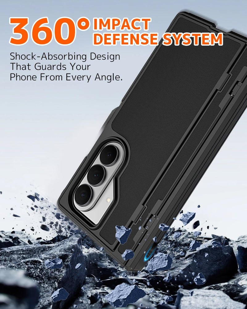 NINKI for Samsung Galaxy Z Fold 6 Case with S Pen Holder & Invisible Kickstand,Built in Privacy Screen Protector and Hinge,Shockproof Phone Cover for Samsung Z Fold 6 Case with Slim S Pen Slot – Black - Image 5