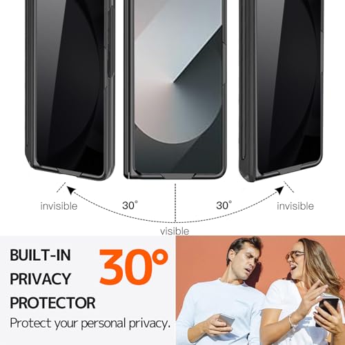 NINKI for Samsung Galaxy Z Fold 6 Case with S Pen Holder & Invisible Kickstand,Built in Privacy Screen Protector and Hinge,Shockproof Phone Cover for Samsung Z Fold 6 Case with Slim S Pen Slot – Black - Image 4
