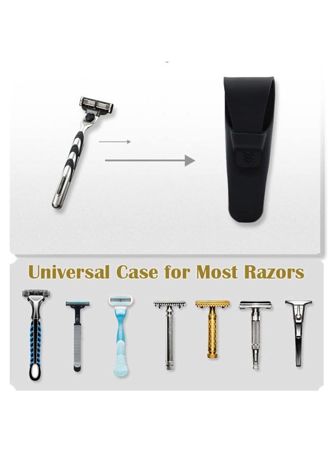 Asutra - 2Pack Silicone Razor Case, Rubber Safety Travel Shaver Cover Bag Protector, Portable Waterproof Razor Carrying Case (Blue+Grey) - Image 1