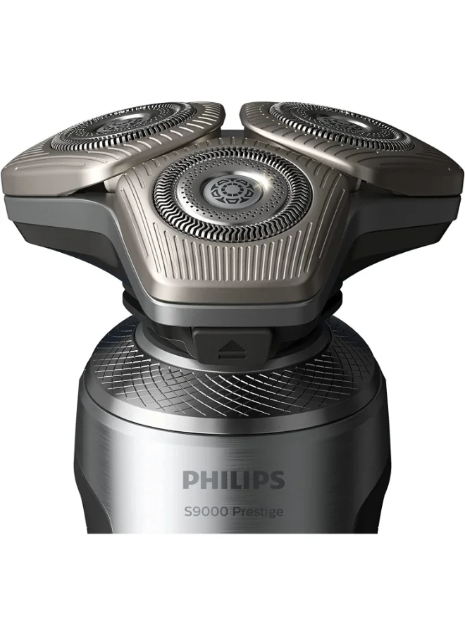 فيليبس ماكينة الحلاقة SP9871/22 من Philips | ماكينة حلاقة كهربائية للحلاقة الرطبة والجافة سلسلة S9000 Prestige | تقنية SkinIQ الذكية لحلاقة مريحة ودقيقة | رؤوس مرنة، شحن لاسلكي | 60 دقيقة من الاستخدام اللاسلكي، مع حقيبة سفر