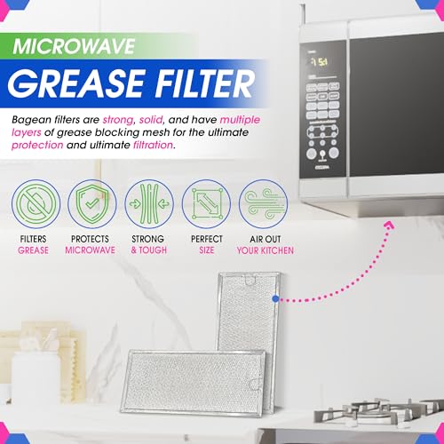 Bagean Microwave Filter Replacement 13.30” x 5.85” for 6802A 4393862 Whirlpool Microwave Filter Fits Various Brands - Aluminum Mesh Screen Grease Filter - Filters Air In Over the Range Oven Vent Fan (2-Pack) - Image 2