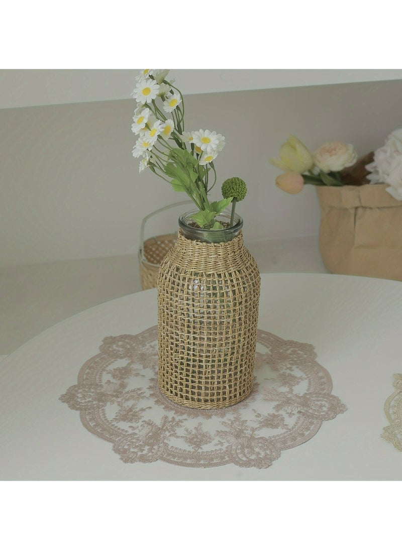 سيسلي مفرش أكواب مكرمية فرنسي الطراز، دائري الشكل، مفرش طاولة من الدانتيل، مفرش طاولة مزين بنقوش زهور عتيقة، مناسب لتزيين طاولة القهوة والشاي، ديكور منزلي أنيق. - Image 2