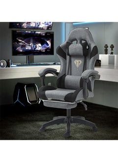 Favarey Gaming Chair, Fabric Computer Chair with Footrest and Lumbar Support, Height Adjustable Game Chair with 360° Swivel Seat and Headrest and for Office or Gaming Gunny  - Image 2