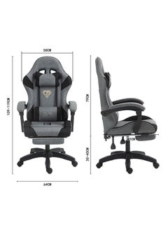 Favarey Gaming Chair, Fabric Computer Chair with Footrest and Lumbar Support, Height Adjustable Game Chair with 360° Swivel Seat and Headrest and for Office or Gaming Gunny  - Image 5