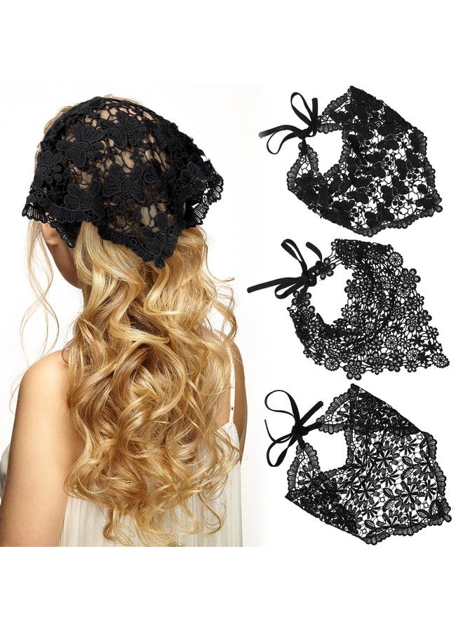 WELROG 3 Pcs Hair Scarf Hair Bandanas Chiffon Head Kerchief Vintage Knitted Headband For Women Headwrap For Girls - Image 1