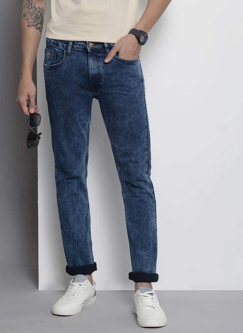 Men Slim Straight Fit Solid Mid-Rise Stretchable Jeans