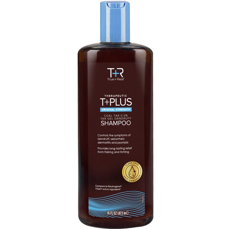 True+Real Coal Tar Therapeutic Plus Tar Gel Anti-Dandruff Shampoo 0.5% Coal Tar, 16 Fl Oz, Original Strength - Image 1