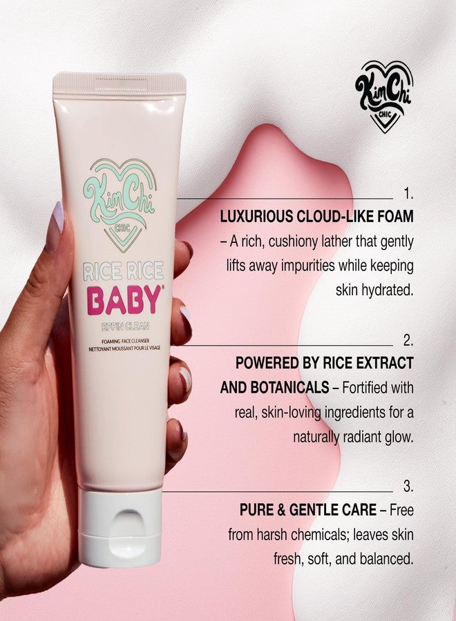 Kimchi Chic Beauty Rice Rice Baby Foaming Makeup Removing Face Cleanser - with Collagen, Deep Cleans, Soothes, & Removes Makeup - 3.38 fl oz - Image 4