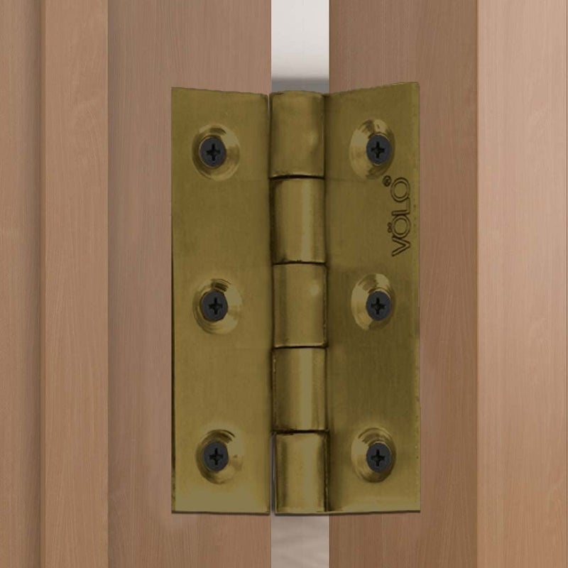 Volo Volo Premium Concealed Door Butt Hinges 3 inch x 12 Gauge25 mm Thickness Slow Motion Butt Hinge Stainless SteelColour Antique Brass Pack of 12 Pcs  - Image 3
