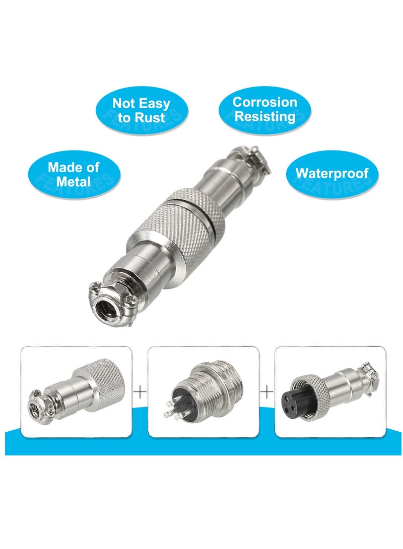 Excefore 5pcs Aviation Connector GX12 3 Pins 12mm Male Female Wire Panel Aviation Connector Plug Socket for Aviation, High-Speed Rail, Ships  - Image 5