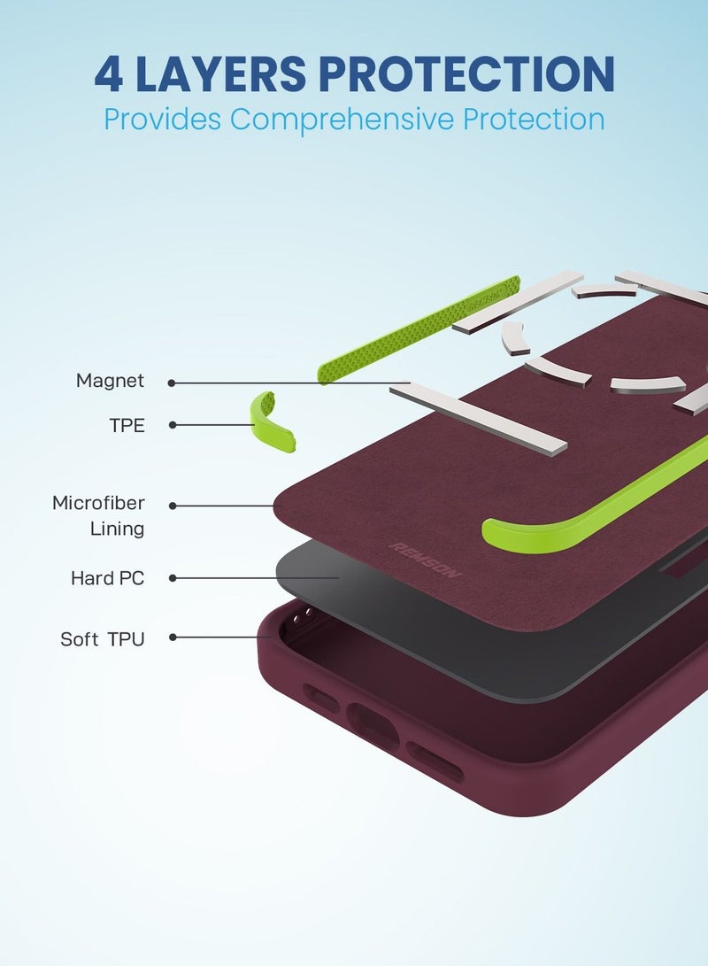 Remson Mag-X Magnetic Hybrid Protective Silicone Case  Protection For iPhone 14 Pro Max (Maroon) - Image 5