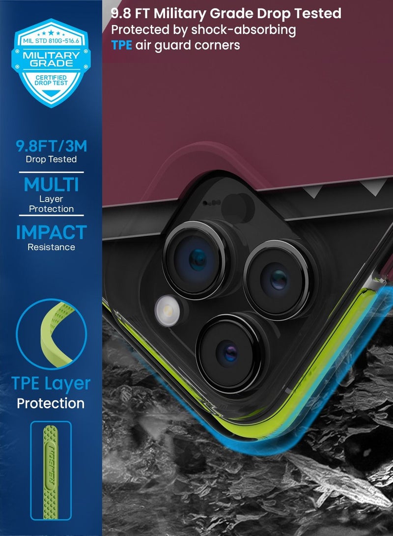 Remson Mag-X Magnetic Hybrid Protective Silicone Case  Protection For iPhone 14 Pro Max (Maroon) - Image 2