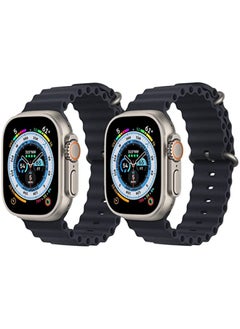 IAF Silicone Ocean Band Strap Black Silicone Ocean Band Strap Black Set of 2 for Apple Watch Ultra 8 49mm 