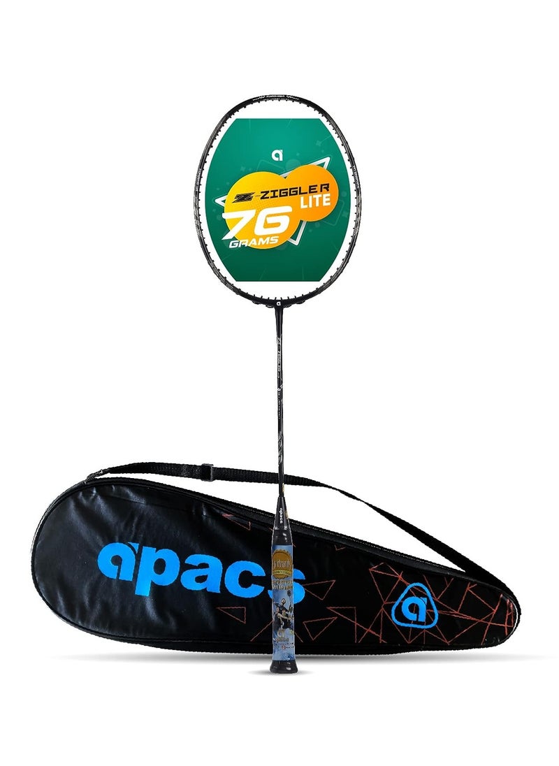 Apacs Z-Ziggler Lite Unstrung Japanese Badminton Racket with Full Cover - 33 LBS Tension, 78g Lightweight, 6.2 mm Slim Shaft, 3 3/8 inches Grip Size  - Image 1