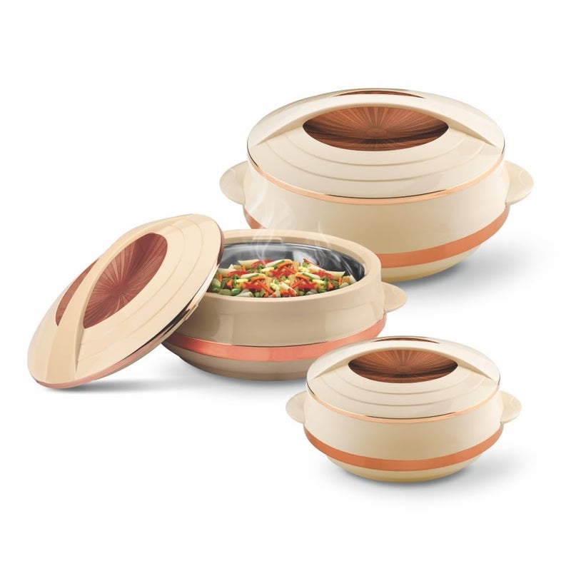 Asian Olympic Inner Steel Casserole 1200 1600 2500 ml Gift Set of 3PU Insulated BPA Free Odour ProofIdeal for Chapatti Roti Serving Casserole - Image 2