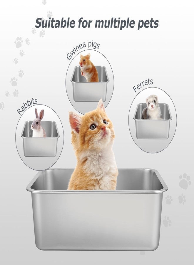 GIUOIDUO Stainless Steel Cat Litter Box - Metal High Sided Cat Pan, Large Stainless Steel Box, Indoor Litter Tray, Non Stick, No Smell, Easy-Clean Design for Hygienic Pet Care – Large Size for All Cats - Image 2