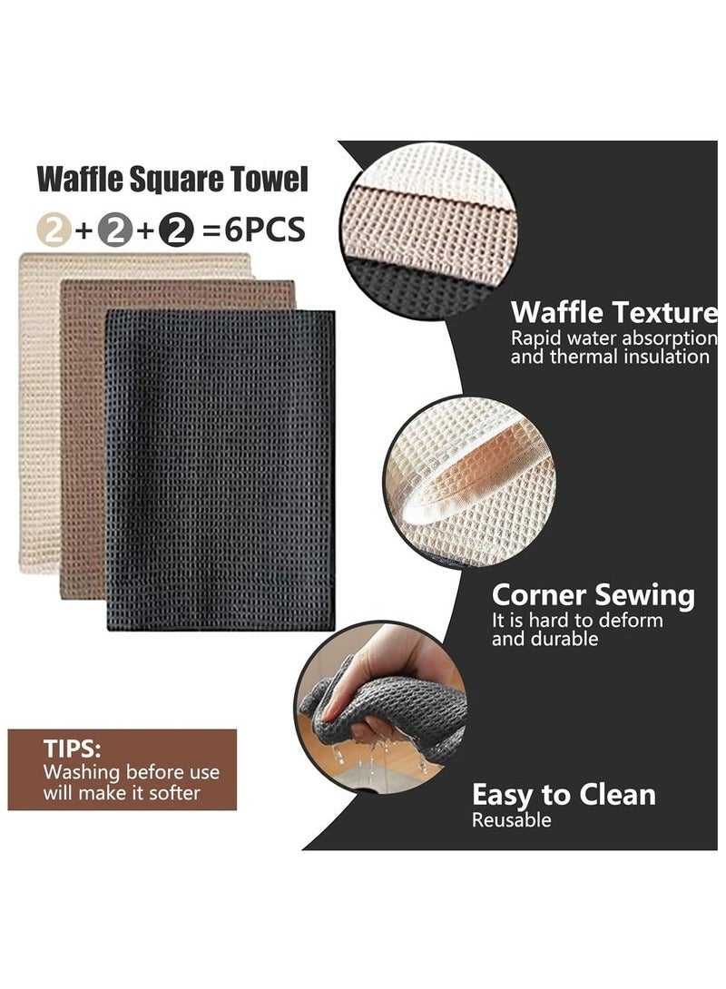 3 Pack Cotton Kitchen Cleaning Cloths Reusable and Washable Dish Rags 34 x 34 cm Mixed Color Waffle Weave Soft Absorbent Dish Towels  - Image 2