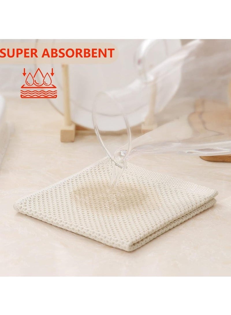 3 Pack Cotton Kitchen Cleaning Cloths Reusable and Washable Dish Rags 34 x 34 cm Mixed Color Waffle Weave Soft Absorbent Dish Towels  - Image 4